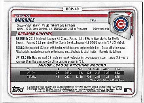 2020 פרוספקטים של כרום באומן BCP-49 Brailyn Marquez RC טירון שיקגו קאבס MLB כרטיס מסחר בייסבול