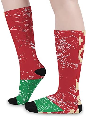 רטרו בלארוס דגל מודפס צבע התאמת גרבי ספורט הברך גבוהה גרביים לנשים גברים