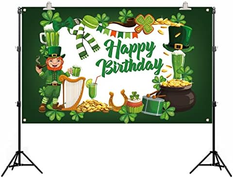 יום הולדת סנט פטריקס קישוט יום הולדת סנט פטריק רקע למסיבת יום הולדת אירית שמרוק ארבע תלתן עלים מזל אספקת