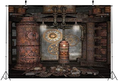 BELECO 20X10ft בד עתיק תפאורה של Steampunk ישן מתכת ישנה Steampunk צינורות חדר צינורות שעון רקע תעשייתי
