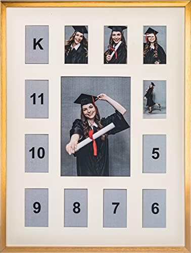 צד עץ אורביס שנות לימודי אלומיניום קולאז 'מתכת מסגרת תמונה - מציג צילום 5x7 ושנים עשר פתיחות 2.5x3.5,
