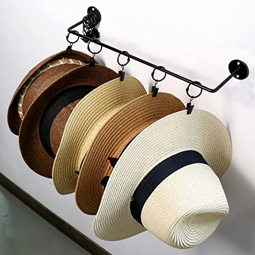 כובע כובע מתלה עבור בייסבול כובעי קיר הר 2 חבילה, כובע ארגונית קולב אחסון עם 24 להסרה מתכת קליפים עמיד כובע