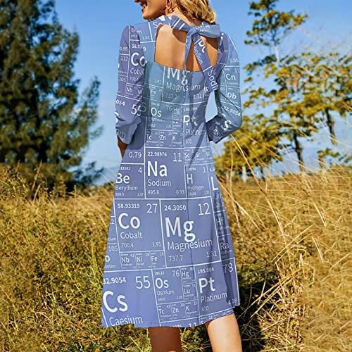 אלמנטים כימיים מהטבלה המחזורית שמלת קיץ קז ' ואל לנשים עם צווארון שרוול באורך בינוני רצועות קשת התלקחות מידי