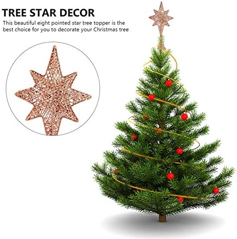 DIDISEAON מיני חג המולד עץ חג המולד עץ חג המולד כוכב טופר נצנצים מתכת שמונה כוכב עץ חג המולד מחודד