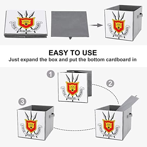 סמל לאומי בורונדי קוביות אחסון בדים מתקפלות קופסאות קופסאות אחסון מתקפלות 11 אינץ 'עם ידיות