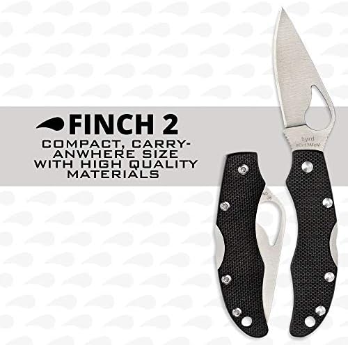 Byrd מאת Spyderco Finch 2 סכין עם להב 8cr13mov נירוסטה להב עם ידית G -10 שחורה עמידה - Plainedge