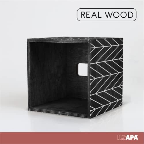 כיסוי קופסת רקמות עץ של איליאפה, עיצוב שברון עץ שחור - מחזיקי רקמות עץ מודפסים מודרניים