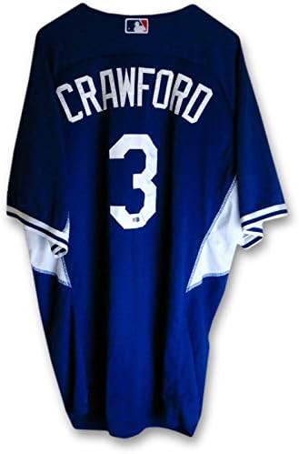גיליון צוות CARL CRAWFORD 2014 DODGERS BATTTING תרגול ג'רזי 3 MLB HZ515234 - משחק MLB משומש גופיות