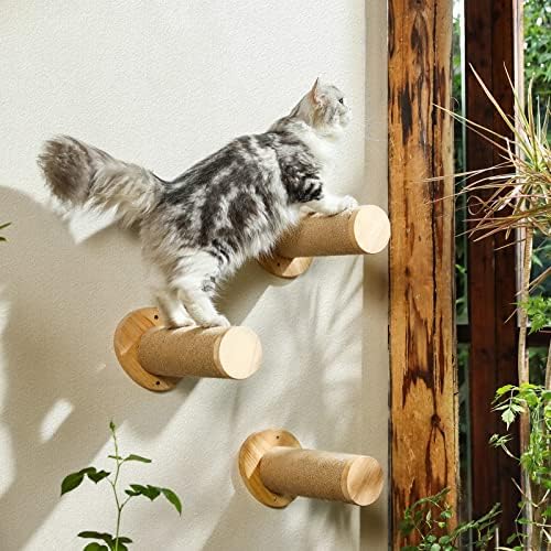 פוקומארו חתול קיר סט, כולל חתול טיפוס צעד, חתול ערסל, חתול צף מדף, קיר רכוב, לשינה, משחק, טיפוס ורביצה