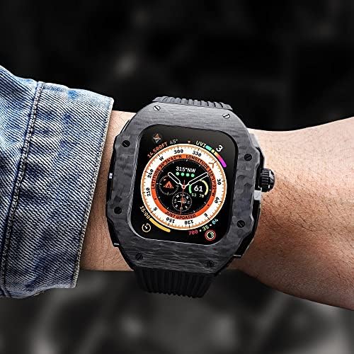 ערכת שינוי יוקרה של Kavju עבור Apple Watch Ultra 49 ממ מארז סיבי פחמן עבור IWatch 8 7 6 5 4 SE 45 ממ