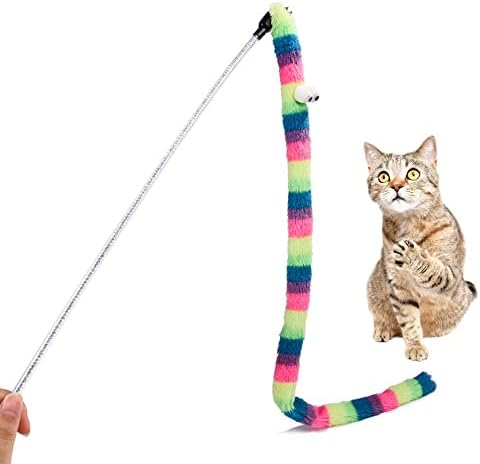 OALLK חתול מצחיק מקל חתול ארוך רצועה ארוכה קטיפה חתול חתול אינטראקטיבי דיכאון ופירוק פעמונים