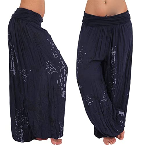 Maiyifu-GJ מודפסים לנשים מודפסים מכנסיים פלאצו רגל רופפים מכנסי חוף מזדמנים מכנסיים מכנסיים קיצים