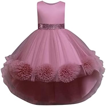תחרות ילדה קטנה בנות נסיכה נמוכות גבוהות שמלה ללא שרוולים למסיבת יום הולדת לחתונה עם רכבת גודל 3-10 שנים