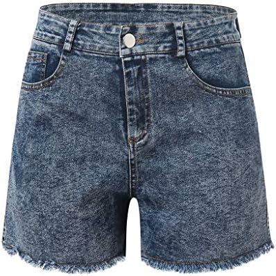 מכנסיים קצרים של ג'ינס קיץ לנשים עם המותניים הגבוהות ריינסטון ציצית גולמי שולי ג'ין מכנסיים קצרים