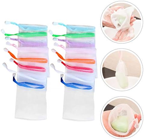 20 יחידות פילינג רשת סבון תיק לעבות סבון שומר פאוץ פנים ניקוי קצף רשתות עם שרוך ייבוש סבון מחזיק