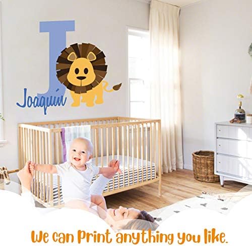 אריה שם מותאם אישית - חיה קינג ג'ונגל פראי - ילד נער יוניסקס תינוק - משתלת מדבקות קיר לילדי חדר