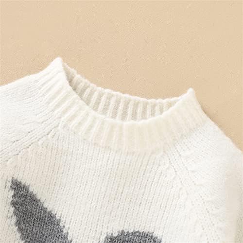 לילדים קפוצ'ונים של פסחא בנות צמרות תינוקות יילודים תינוקת תינוק סוודר סוודר שרוול ארוך דפוס ארנב סרוג
