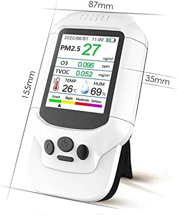 JEUSDF גלאי מד אוזון נייד 0-5PPM טווח O3 צג בודק גלאי איכות אוויר TVOC PM2.5 גלאי גז חיישן מנתח מנתח