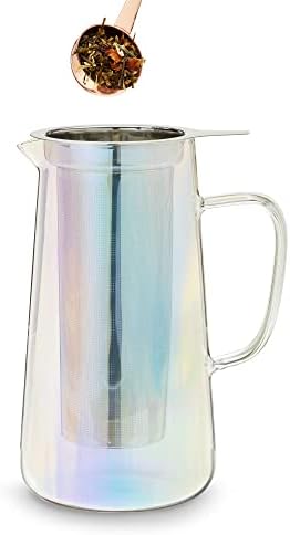 פינקי Up Annika זכוכית קומקום - סיר תה סיר תה וקומקום תה לתה רופף, 33oz iridescence