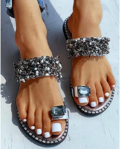לנשים סנדלים בלינגס מחליקים רצועת נשים נעלי נעליים אופנה נעלי קיץ קריסטל שטוחות על נעליים סנדלי נשים סנדלי אישה