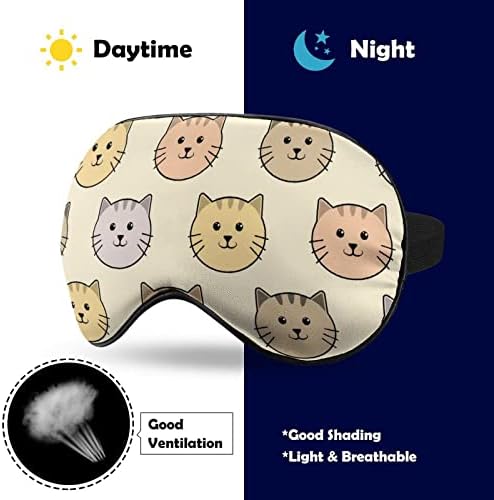 דפוס חתול חמוד מסכת שינה עמידה מכסה עין עין עין רכה מכסה עם רצועה מתכווננת לגברים נשים