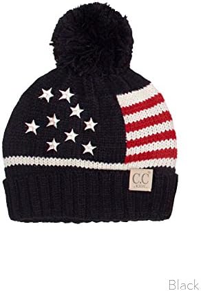 Scarvesme פעוט ילדים ילדים ילדה ילד אמריקאי דגל אמריקאי ארהב כובע סריג פטריוטי