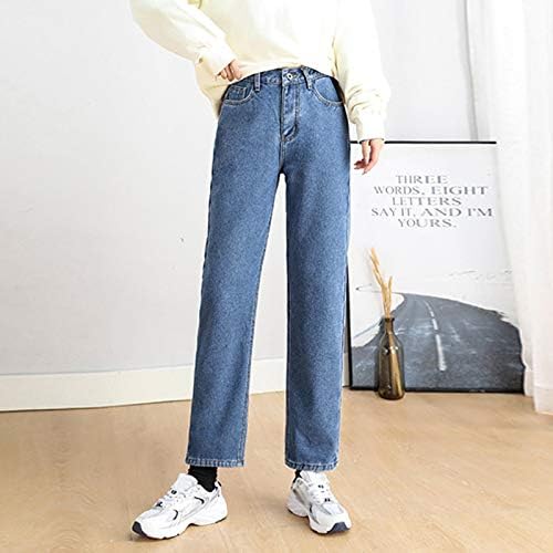 ג'ינס מרופד של Narhbrg מרופד למכנסי ג'ינס מרופדים של פלנל תרמי של נשים חורף חורף חום עבה רזה
