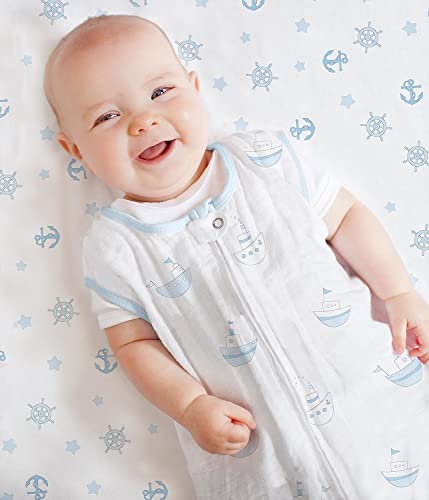 Swaddledesigns רך הכותנה הרכה ביותר מוסלין מצויד גיליון עריסה/יריעת פעוטות לתינוק ונערה, פסטל כחול