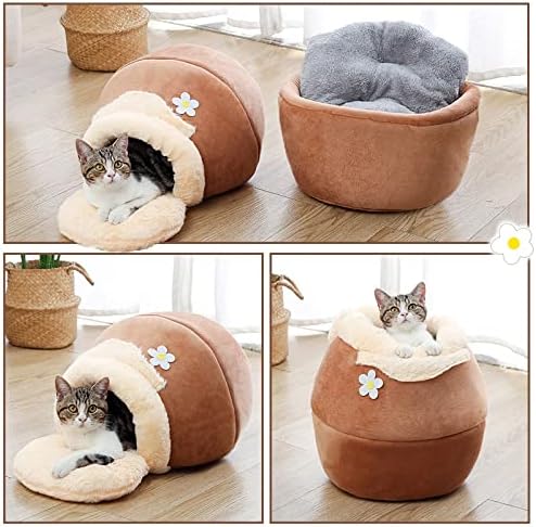 חיות מחמד מיטות לחתולים עצמי התחממות 3 ב 1 מתקפל נוח משולש לחיות מחמד חתול מיטת אוהל בית 3 צבעים תכליתי