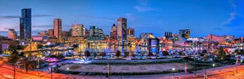 Baltimore Inner Harbour Skyline 2020 הדפס צילום לא ממוסגר שלושה סגנונות 11.75 אינץ 'x 36 אינץ