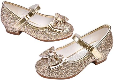 נעלי שמלת פעוטות של סטל בנות נעלי פרח נעלי נסיכה נצנצים מרי ג'יין עקבים נמוכים לחתונה של מסיבות