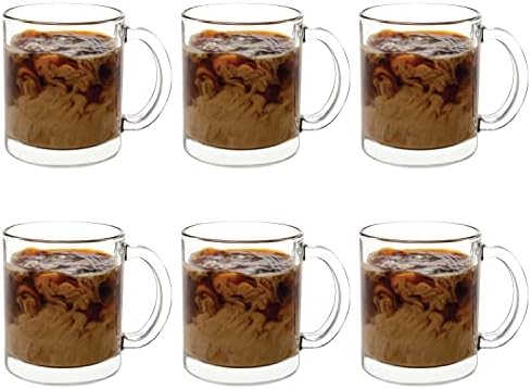 Vikko זכוכית ספל קפה צלולה, 10.75 גרם ספלי קפה צלולים צלולים, ספל זכוכית קפה, ספלי זכוכית צלולים למשקאות