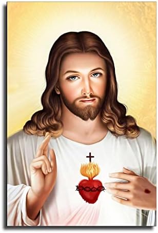 לב קדוש של ישו פוסטר ציור דקורטיבי קיר קיר קיר פוסטרים פוסטרים ציור חדר שינה 12x18 אינץ '