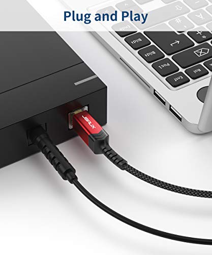 JSaux USB 3.0 כבל מדפסת, הקלד A זכר ל- B 3.0 זכר USB 3.0 סוג B במעלה הזרם ניילון קלוע תואם לתחנת עגינה, נהגים