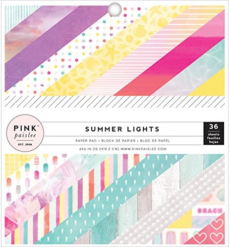 אורות קיץ של פייזלי ורוד 6 x 6 אינץ '36 כרית נייר גיליון
