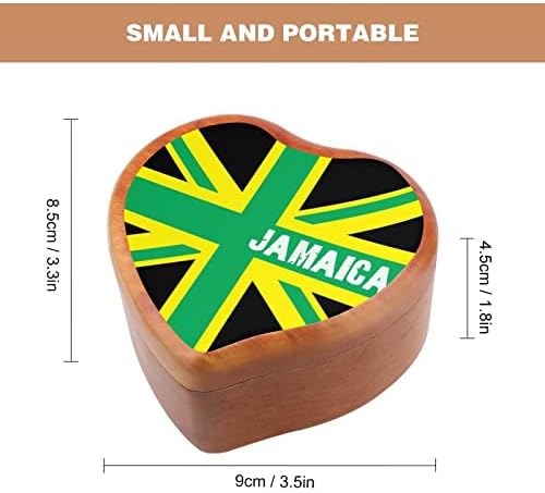 ג'מייקה ג'מייקנית דגל הממלכה עץ קופסא מוסיקה מעץ צורת לב קופסאות קופסאות וינטג 'קופסת עץ למתנה