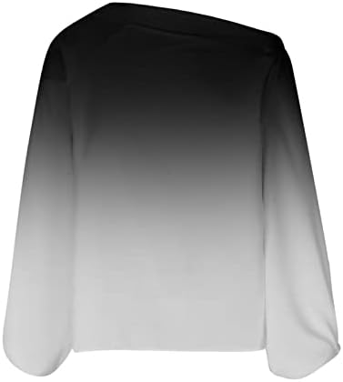 נשים עניבה מזדמנת צבע אלגנטית שרוול מתרחב דפוס סוודר כתף אחת שרוול ארוך מהכתף חולצה עליונה רופפת