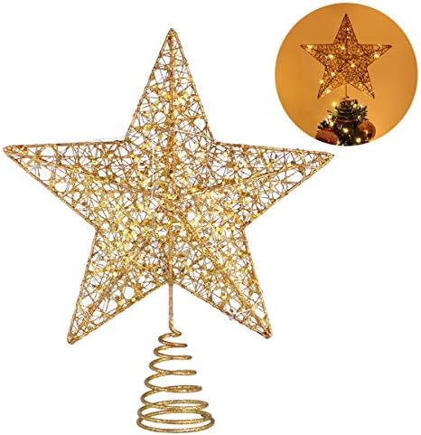 צעצועים 25 מלאכים x 30 סמ נצנצים זהב נצנצים עץ חג המולד כוכב טופר עץ חג המולד טופר קישוט אור חם לפסטיבל