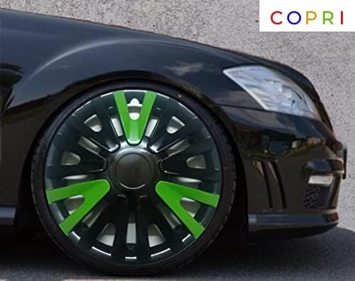 סט של כיסוי 4 גלגלים בגודל 13 אינץ 'שחור-ירוק-ירוק אוניברסלי מתאים לרוב המכוניות