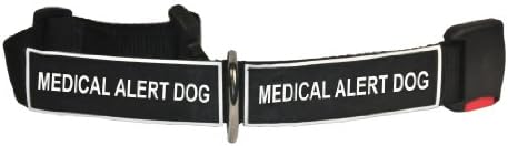 דין וטיילר צווארון טלאים, צווארון כלבים ניילון עם טלאי כלבים התראה רפואיים - שחור - גודל: בינוני - מתאים