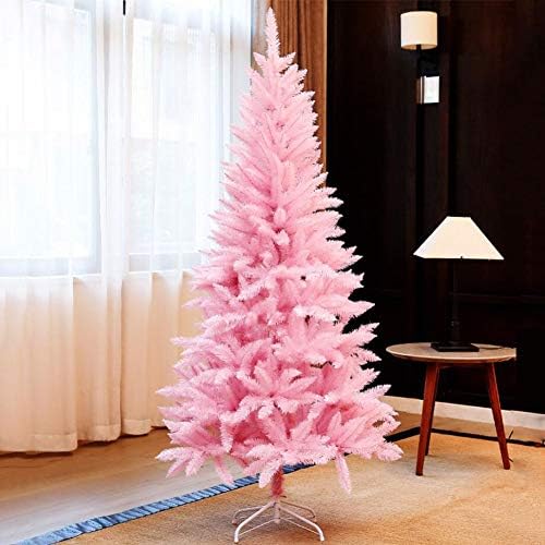 K.LSX עץ חג מולד ורוד, עץ חג מולד מלאכותי לפני מיטה עם עמדת מתכת לבנה לחנויות משרדים ביתיים ועץ מגן