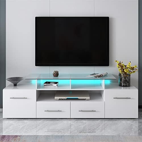 עמדת טלוויזיה WeTyg עם אורות LED משתנים בצבע ארון טלוויזיה אוניברסלי מרכז טלוויזיה לטלוויזיה 70
