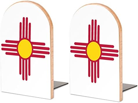 דגל המדינה של ניו מקסיקו עץ דקורטיבי תומכי ספרים ללא החלקה ספר סוף עבור מדפים 1 זוג 7 איקס 5 אינץ
