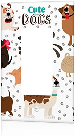 מתג Vantaso כיסוי צלחת קיר כלב חמוד גור כלב מצויר חיה קריקטורה 1 כנופיית נדנדה יחידה צלחת שקע אמצע גודל