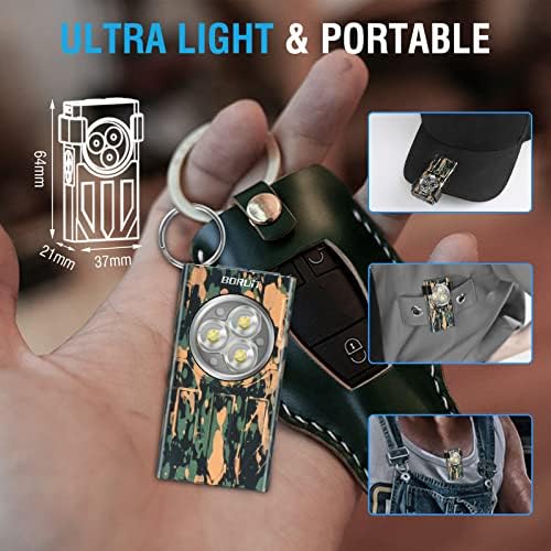 Boruit v7 LED מיני פנס פנס גבוה 1100 לומן Lumens קטן עוצמתי מחזיק מפתח מפתח מפתח אור עם אור UV אדום, פנסי כיס