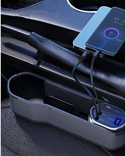 Deeyota מושב לרכב מארגן מילוי פער עם מחזיק כוס עם 2 סוגים C 2 יציאות USB, מארגן מושב רכב קונסולה