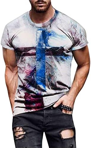 חולצות טריקו של שרוול קצר של XXBR Mens, 2022 אמונה קיץ ישו דפוס צולב הדפסים דלים כושר שרירים