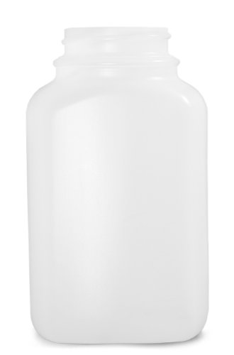 QORPAK PLA-03252 HDPE טבעי בקבוק מלבני פה רחב עם גימור צוואר 33-400, קיבולת 2oz, 43 ממ OD x 72 ממ גובה