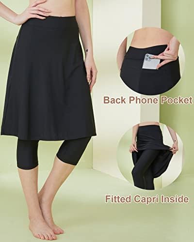 חצאית שחייה של Honorsex נשים עם חותלות חצאית שחייה צנועה עם חצאית קפרי שחייה
