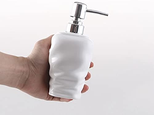 מתקן סבון קרמיקה של Huijie עם משאבה למטבח אמבטיה - 350 מל בקבוק קרם נוזלי לבן טהור, אביזרי מקלחת אמבטיה בסגנון